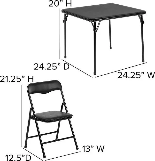 Alt view image 7 of 7 - HBCY Creations 5 Piece Kid's Folding Table and Chairs Set - Black Design - Lightweight & Portable - Safety Lock Feature - Seating for 4, Welcome to consult