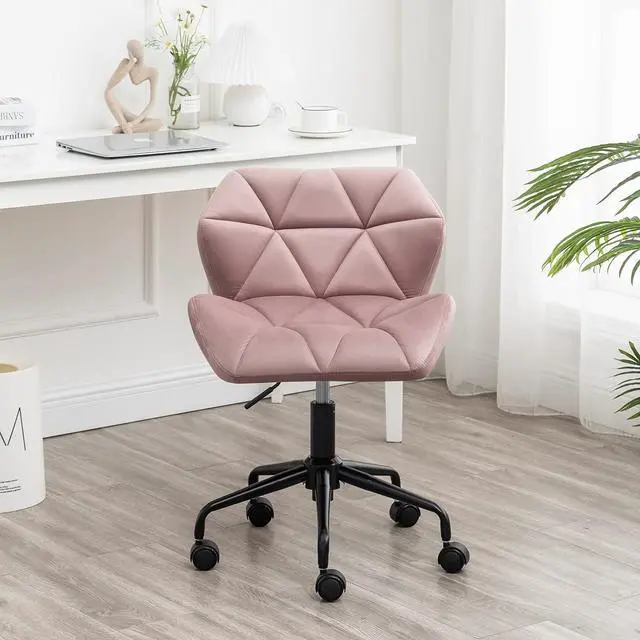 Alt view image 3 of 7 - Roundhill Furniture Eldon Diamond Tufted Adjustable Swivel Office Chair, Mauve