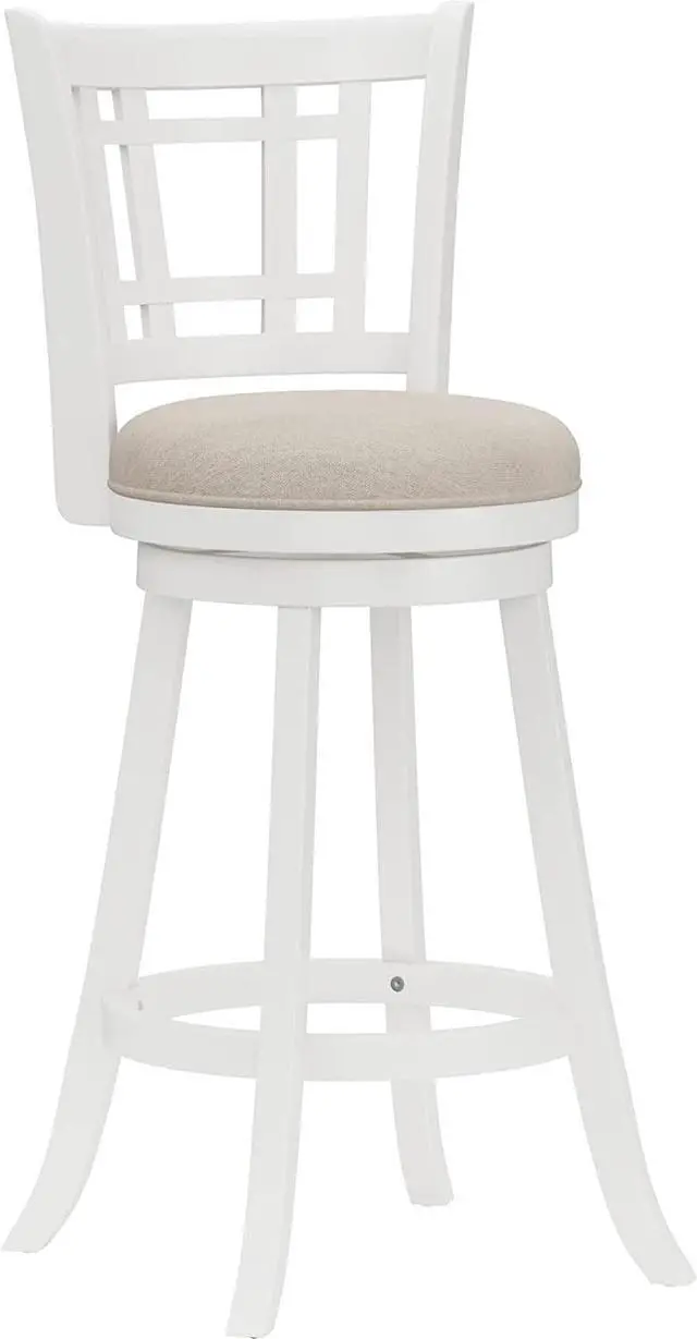 Main image of Hillsdale Fairfox Swivel Stool with Rectangular Lattice Back, Bar Height, White