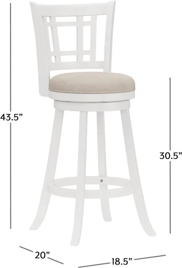 Alt view image 3 of 7 - Hillsdale Fairfox Swivel Stool with Rectangular Lattice Back, Bar Height, White