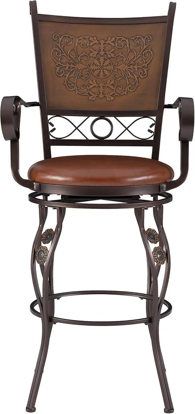 Alt view image 4 of 7 - Powell Company Big and Tall Copper Stamped Back Barstool with Arms Bar Stool, Bronze