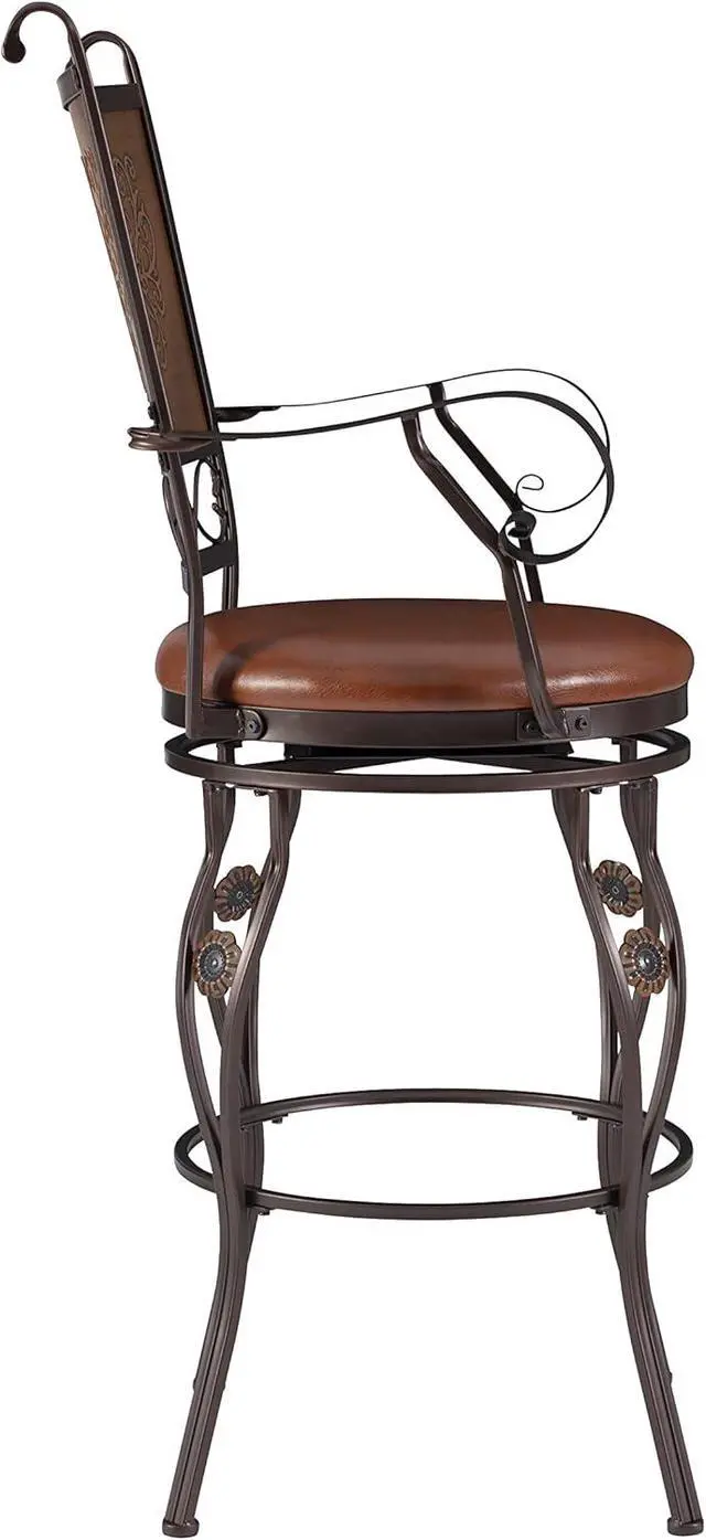 Alt view image 5 of 7 - Powell Company Big and Tall Copper Stamped Back Barstool with Arms Bar Stool, Bronze