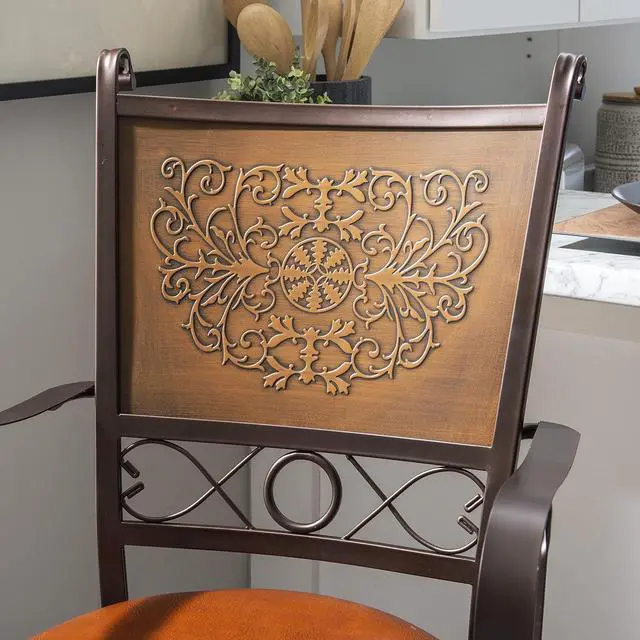 Alt view image 6 of 7 - Powell Company Big and Tall Copper Stamped Back Barstool with Arms Bar Stool, Bronze