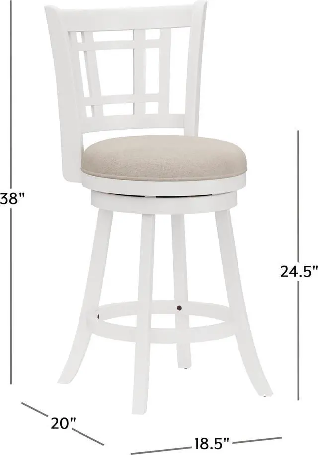 Alt view image 3 of 7 - Hillsdale Fairfox Swivel Stool with Rectangular Lattice Back, Counter Height, White