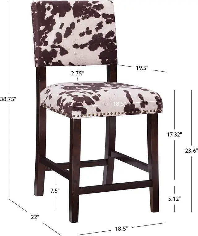 Alt view image 3 of 7 - Linon Udder Madness Corey Counter Stool, 19"W x 22.25"D x 38.75"H, Manhattan Stain