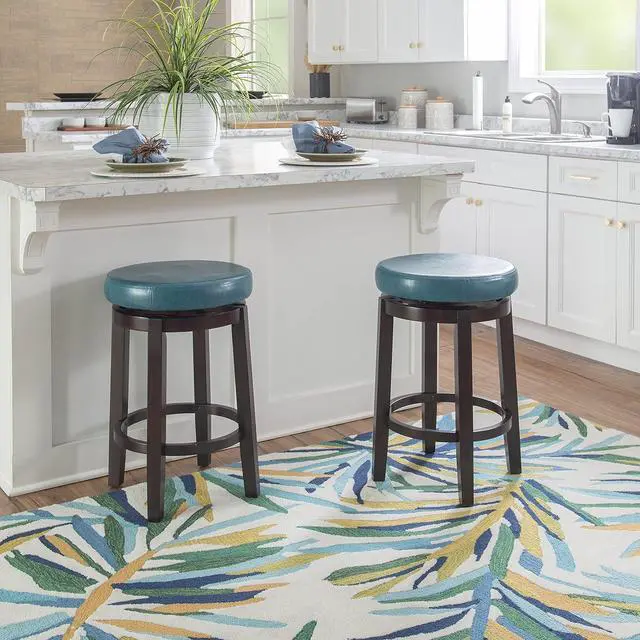 Alt view image 2 of 7 - Linon Maya Counter, Brown Stool, 24", Teal