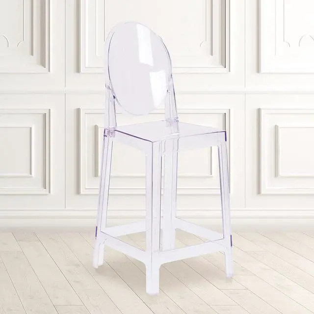 Alt view image 2 of 6 - Flash Furniture Revna Ghost Counter Stool with Oval Back in Revna Transparent Crystal
