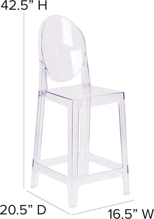 Alt view image 3 of 6 - Flash Furniture Revna Ghost Counter Stool with Oval Back in Revna Transparent Crystal