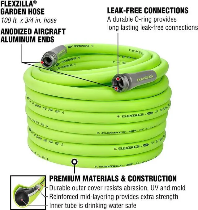 Alt view image 2 of 7 - Flexzilla Garden Hose 3/4 in. x 100 ft., Heavy Duty, Lightweight, Drinking Water Safe, ZillaGreen - HFZG6100YW-E