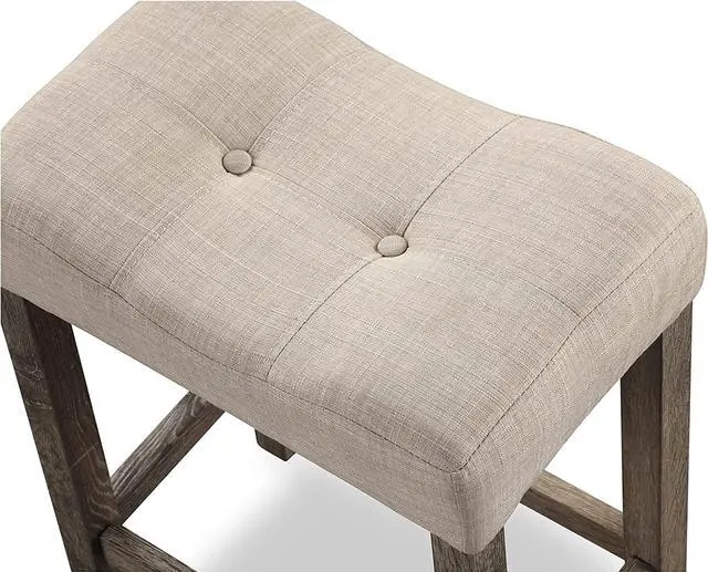 Alt view image 4 of 4 - Roundhill Furniture Sora Button Tufted Counter Height Saddle Stools, Set of 2, Taupe