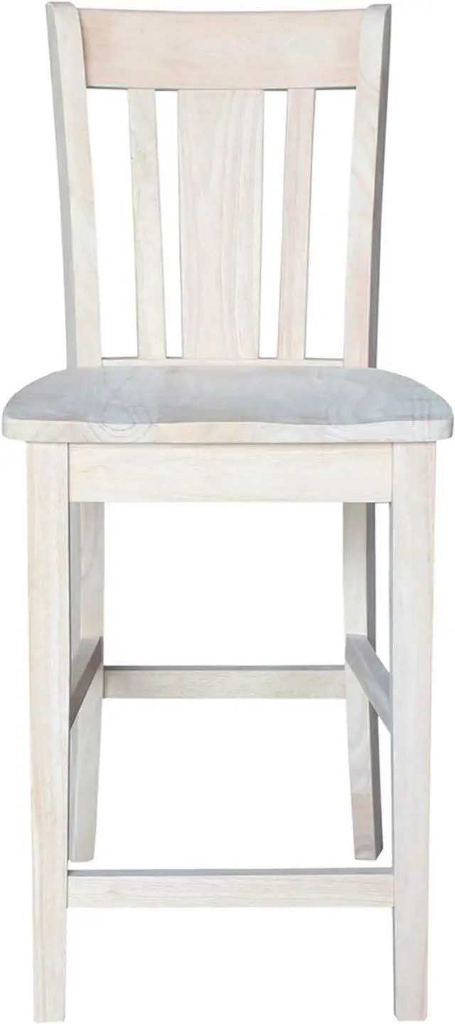 Alt view image 6 of 7 - IC International Concepts, San Remo Counter Stool 225lbs wt Capacity, Solid Real Wood, Sturdy Parawood, 24" Seat Height, DIY, Paint/Stain Ready, Unfinished