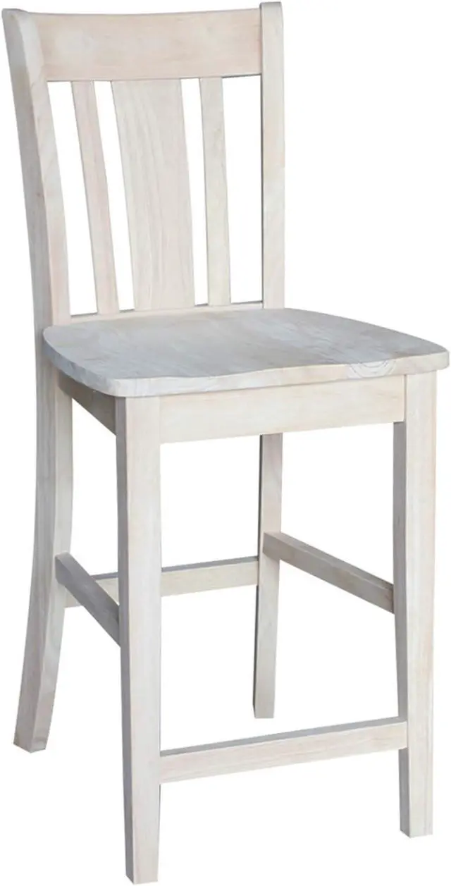Alt view image 7 of 7 - IC International Concepts, San Remo Counter Stool 225lbs wt Capacity, Solid Real Wood, Sturdy Parawood, 24" Seat Height, DIY, Paint/Stain Ready, Unfinished