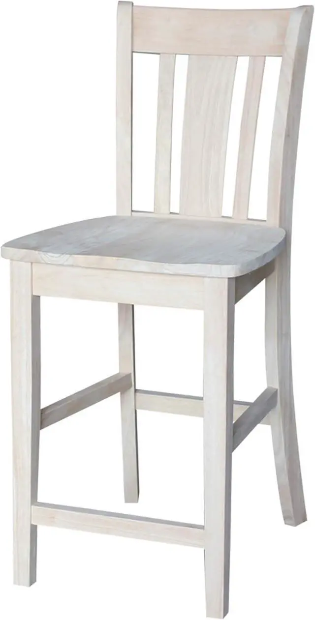 Main image of IC International Concepts, San Remo Counter Stool 225lbs wt Capacity, Solid Real Wood, Sturdy Parawood, 24" Seat Height, DIY, Paint/Stain Ready, Unfinished
