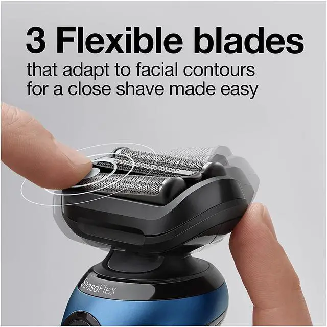 Alt view image 3 of 7 - Braun Series 6 6095cc Electric Razor for Men with SmartCare Center, Beard Trimmer, Stubble Beard Trimmer, Cleansing Brush, Wet & Dry, Rechargeable, Cordless Foil Shaver, Blue