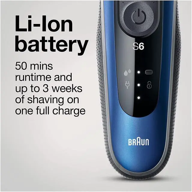Alt view image 6 of 7 - Braun Series 6 6095cc Electric Razor for Men with SmartCare Center, Beard Trimmer, Stubble Beard Trimmer, Cleansing Brush, Wet & Dry, Rechargeable, Cordless Foil Shaver, Blue
