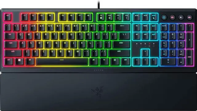 Main image of V3 Gaming Keyboard: Low-Profile Keys - Mecha-Membrane Switches - UV-Coated Keycaps - Backlit Media Keys - 10-Zone RGB Lighting - Spill-Resistant - Magnetic Wrist Wrest - Classic Black