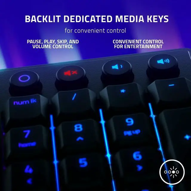 Alt view image 5 of 6 - V3 Gaming Keyboard: Low-Profile Keys - Mecha-Membrane Switches - UV-Coated Keycaps - Backlit Media Keys - 10-Zone RGB Lighting - Spill-Resistant - Magnetic Wrist Wrest - Classic Black