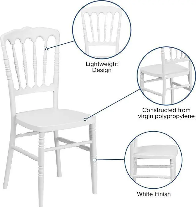 Alt view image 3 of 7 - Flash Furniture HERCULES Series White Resin Stacking Napoleon Chair, Welcome to consult
