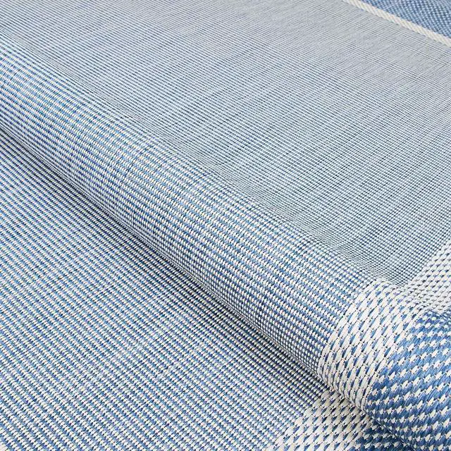 Alt view image 7 of 7 - Couristan Recife Indoor Outdoor Rug - Stria Texture 2' x 3'7" Rectangle in Blue, Hose Washable, Low Pile, Pet- Kid Friendly Home Decor for Living Room, Patio Furniture Set, Kitchen