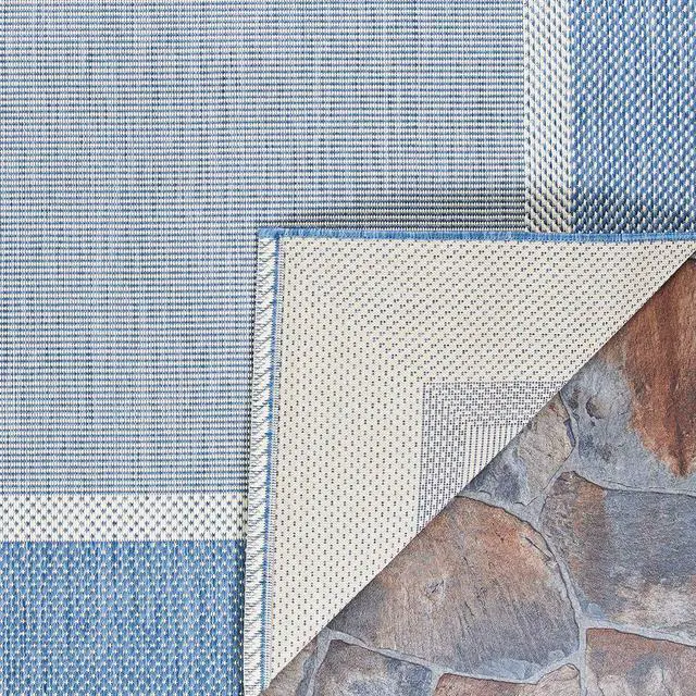 Alt view image 4 of 7 - Couristan Recife Indoor Outdoor Rug - Stria Texture 2' x 3'7" Rectangle in Blue, Hose Washable, Low Pile, Pet- Kid Friendly Home Decor for Living Room, Patio Furniture Set, Kitchen