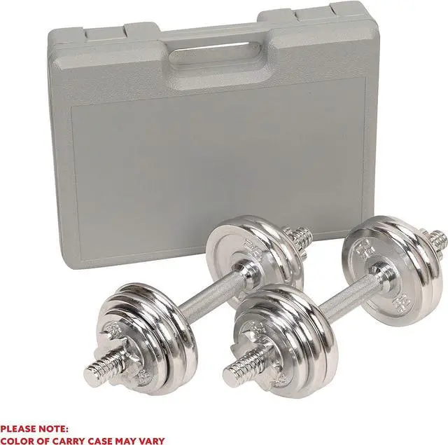 Alt view image 6 of 7 - Sunny Health & Fitness 33lb Chrome Dumbbell Set w/ Carry Case - NO. 014
