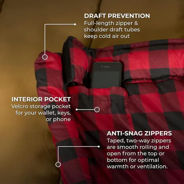 Alt view image 5 of 7 - TETON Sports Deer Hunter Sleeping Bag, Warm and Comfortable Camping Sleeping Bag, Teton Tough Canvas Shell for Camping, Hunting, and Cold Weather