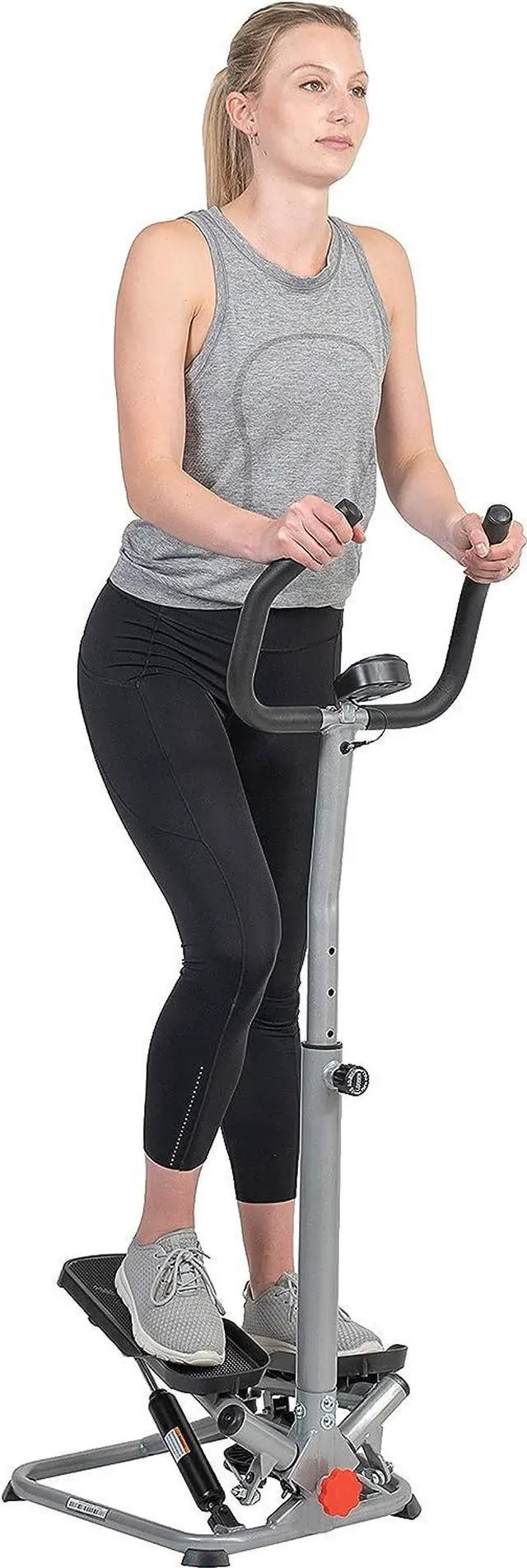 Alt view image 6 of 7 - Sunny Health & Fitness Smart Twist Stair Stepper Machine with Handlebar, Space Saving, Low-Impact, LCD Digital Monitor, Height Adjustable, with optional Connected Fitness with SunnyFit App