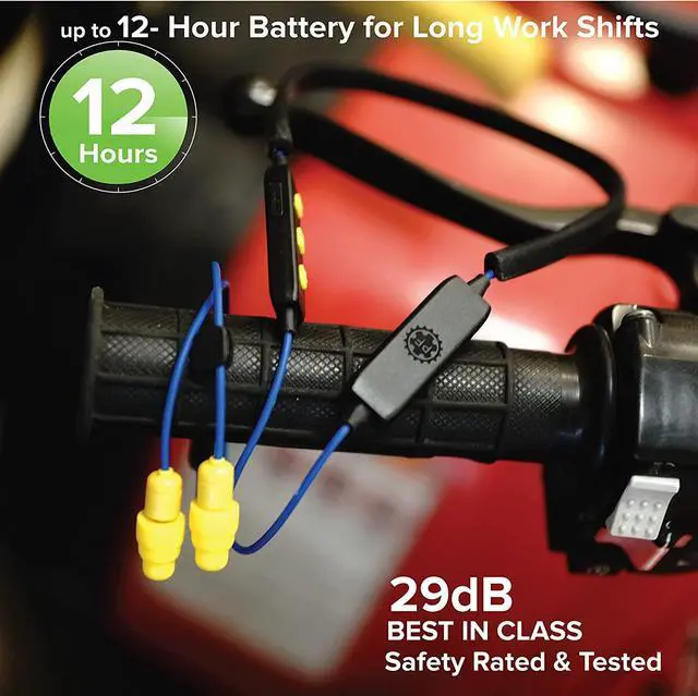 Alt view image 7 of 7 - Plugfones Liberate 2.0 Wireless Bluetooth in-Ear Earplug Earbuds- 29NRR Noise Reduction Headphones with Noise Isolating Mic and Controls (Blue & Yellow)