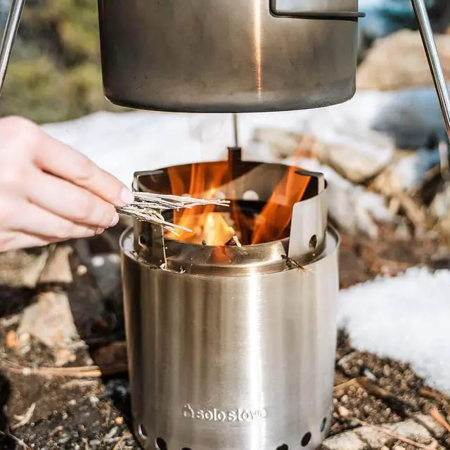 Alt view image 6 of 6 - Sigalect Campfire Camping Stove Portable Stove for Backpacking Outdoor Cooking Great Stainless Steel Camping Backpacking Stove Compact Wood Stove Design-No Batteries or Liquid Fuel Canisters Needed