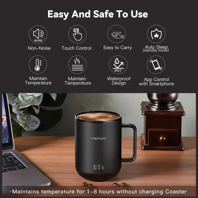 VSITOO Temperature Control Smart Mug 2 - Keep Your Coffee Hot All Day, Self  Heating Coffee Mug