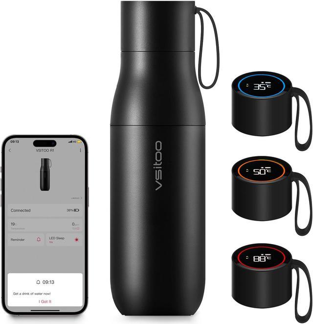 VSITOO Triple Insulated Water Bottle with Carry Handle - 15 oz Insulated  Stainless-Steel Rechargeable Water Bottle with Water Quality Detection,  Keep Drink Hot/Cold, BPA Free,Perfect for Travel or Gym 