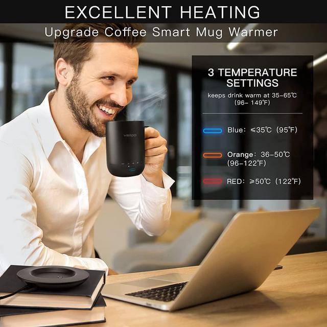  vsitoo S3 Temperature Control Smart Mug 2 with Lid, Self  Heating Coffee Mug 10 oz, LED Display, 90 Min Battery Life - App&Manual  Controlled Heated Coffee Mug - Improved Design, Coffee
