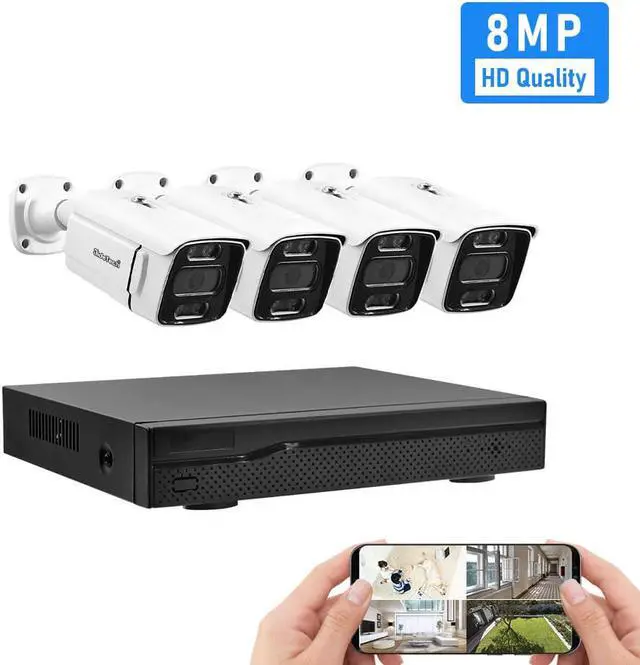 Alt view image 2 of 7 - JideTech 8MP/4K POE Security Camera System 4CH with Color Night Vision (NK2-4H-8MP)