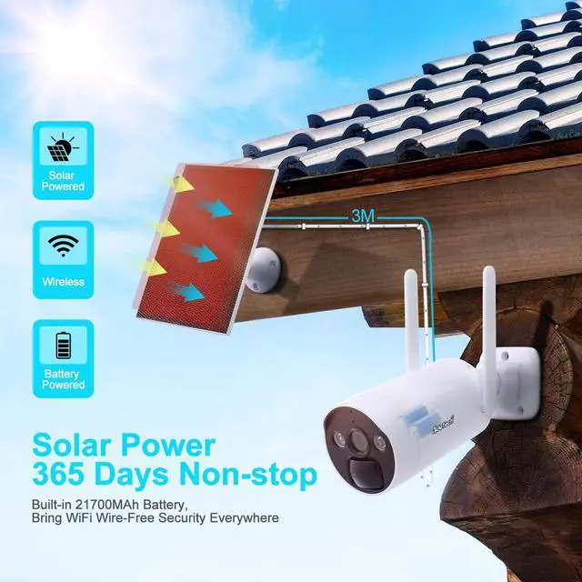 Alt view image 2 of 7 - 4CH Solar Powered Wireless Security Camera System 4MP Resolution Support Cloud Storage
