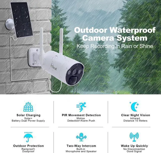 Alt view image 6 of 7 - 4CH Solar Powered Wireless Security Camera System 4MP Resolution Support Cloud Storage