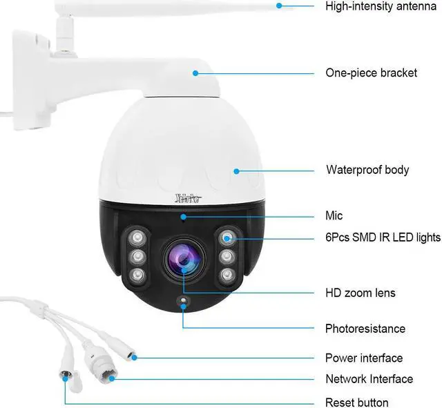 Alt view image 4 of 7 - JideTech 5MP PTZ Camera Outdoor,5X Optical Zoom WiFi IP Camera with Auto Tracking&Human Detection,2-Way Audio,Enhanced Night Vision,SD Card Slot,IP66 Waterproof