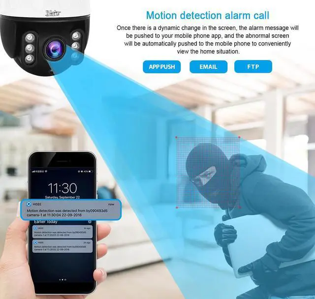 Alt view image 6 of 7 - JideTech 5MP PTZ Camera Outdoor,5X Optical Zoom WiFi IP Camera with Auto Tracking&Human Detection,2-Way Audio,Enhanced Night Vision,SD Card Slot,IP66 Waterproof