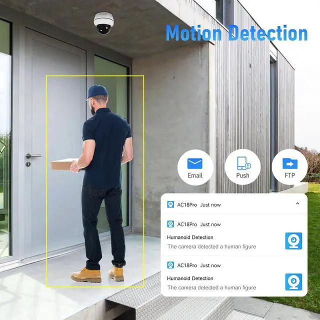 Alt view image 2 of 6 - JideTech [Update] 5MP Outdoor PTZ POE Camera Outdoor, POE IP Dome Camera with 5X Optical Zoom IR Night Vision Human/Motion Detection IP66 Waterproof