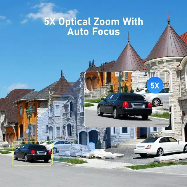 Alt view image 3 of 6 - JideTech [Update] 5MP Outdoor PTZ POE Camera Outdoor, POE IP Dome Camera with 5X Optical Zoom IR Night Vision Human/Motion Detection IP66 Waterproof