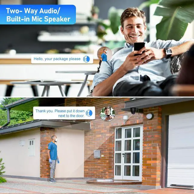 Alt view image 5 of 6 - JideTech 5MP surveillance camera outdoor WiFi, PTZ IP WiFi dome camera outdoor, 355°/90° swiveling, 5X optical zoom, 2-way audio, 20m IR night vision, IP66, supports 128GB SD cards