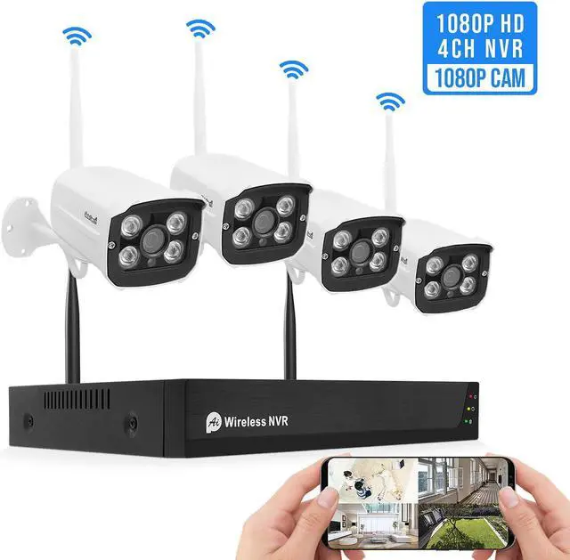 Main image of JideTech Wireless Security Cameras Outdoor with Night Vision,1080P4CH NVR 4Pcs Complete Surveillance Systems Cameras for Home Security Outdoor/Indoor, Waterproof, Motion Alert, No Hard Disk.
