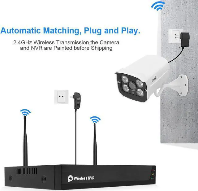 Alt view image 2 of 7 - JideTech Wireless Security Cameras Outdoor with Night Vision,1080P4CH NVR 4Pcs Complete Surveillance Systems Cameras for Home Security Outdoor/Indoor, Waterproof, Motion Alert, No Hard Disk.