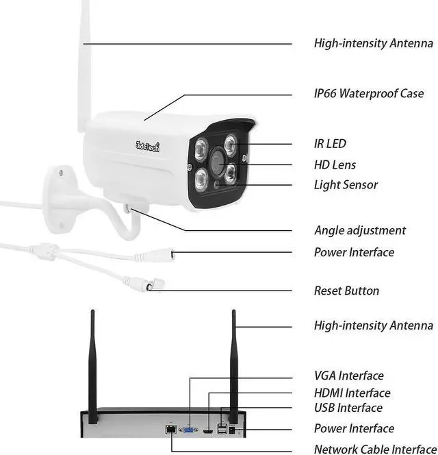 Alt view image 3 of 7 - JideTech Wireless Security Cameras Outdoor with Night Vision,1080P4CH NVR 4Pcs Complete Surveillance Systems Cameras for Home Security Outdoor/Indoor, Waterproof, Motion Alert, No Hard Disk.
