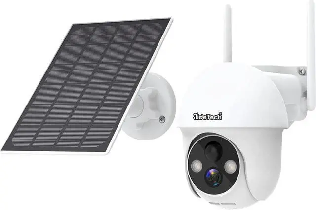 Main image of JideTech Solar Security Camera Outdoor,Wireless 2.4G WiFi 360° View Pan Tilt Solar Powered Battery Camera with 1080P Night Vision, 2-Way Talk, Motion Detection, Strobe Light/Spotlight, Cloud Storage