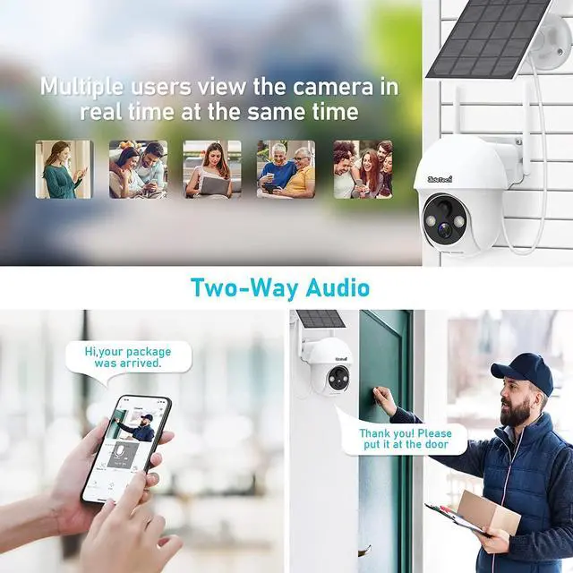 Alt view image 2 of 7 - JideTech Solar Security Camera Outdoor,Wireless 2.4G WiFi 360° View Pan Tilt Solar Powered Battery Camera with 1080P Night Vision, 2-Way Talk, Motion Detection, Strobe Light/Spotlight, Cloud Storage