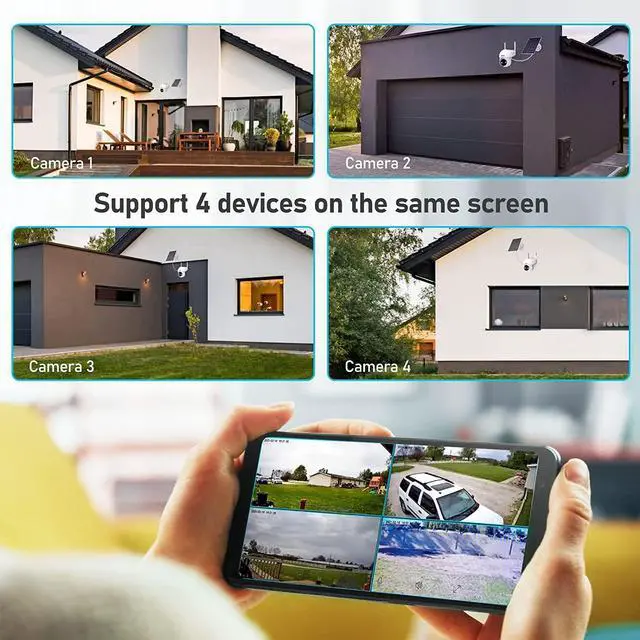 Alt view image 4 of 7 - JideTech Solar Security Camera Outdoor,Wireless 2.4G WiFi 360° View Pan Tilt Solar Powered Battery Camera with 1080P Night Vision, 2-Way Talk, Motion Detection, Strobe Light/Spotlight, Cloud Storage