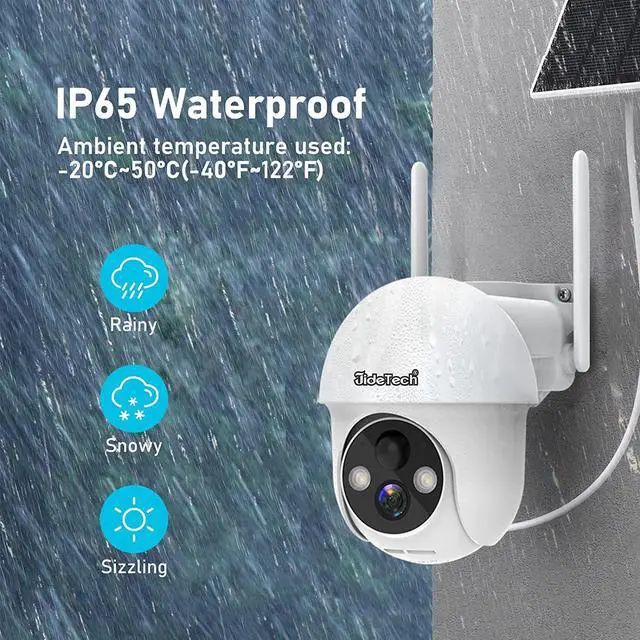 Alt view image 5 of 7 - JideTech Solar Security Camera Outdoor,Wireless 2.4G WiFi 360° View Pan Tilt Solar Powered Battery Camera with 1080P Night Vision, 2-Way Talk, Motion Detection, Strobe Light/Spotlight, Cloud Storage
