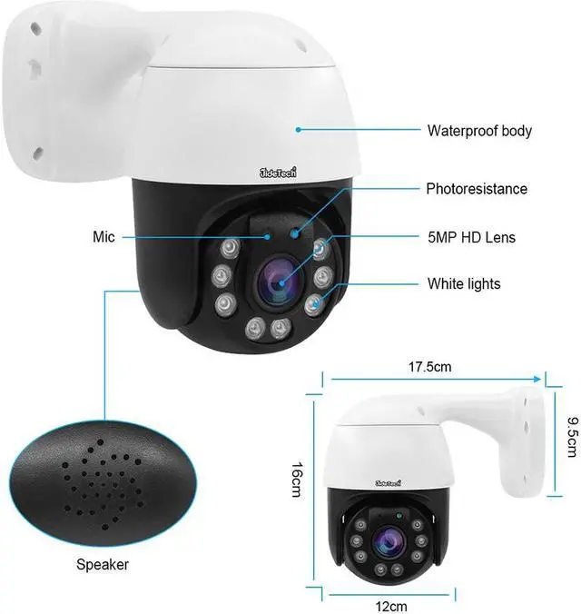 Alt view image 2 of 5 - JideTech 5MP PTZ Wireless IP Camera Outdoor, 1920P HD CCTV Surveillance Camera , 5X Zoom, Waterproof Security Camera, 2-Way Audio , Enhanced Night Vision, Motion Tracking, SD Card Slot.