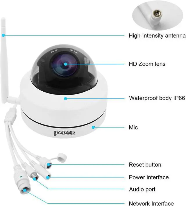 Alt view image 7 of 7 - JideTech PTZ PoE IP Camera 2MP HD Dome 1080P Surveillance Cameras 4X Optical Zoom Automatic Tracking, Pan Tilt 355°/90° Smart 265 Home Security Camera for Indoor and Outdoor, IP66 Waterproof