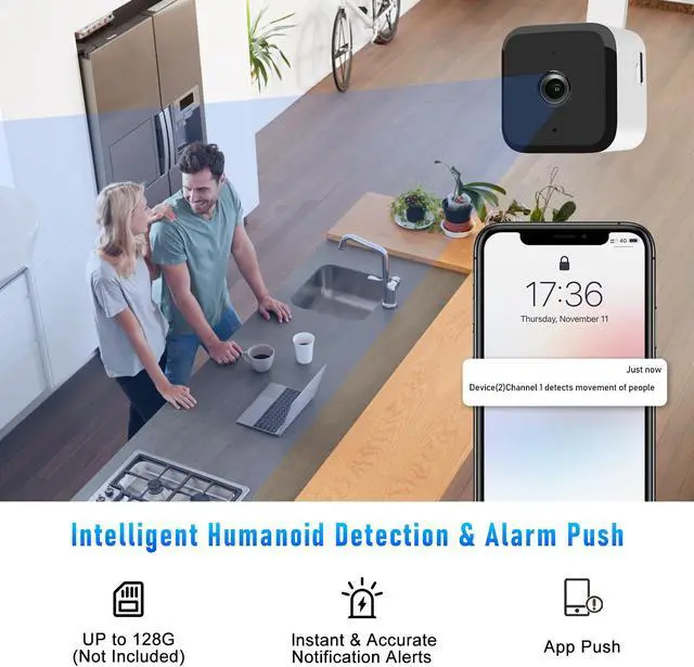 Alt view image 7 of 7 - JideTech Home Office Use CCTV Night Vision Wireless WIFI Digital Clock Camera P2P Connection Clock mini Camera with Two Way Audio Motion Detection